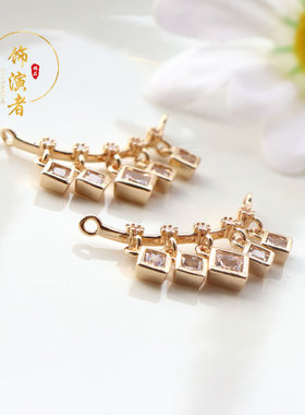diy电镀镶嵌长条吊饰锁骨链坠子