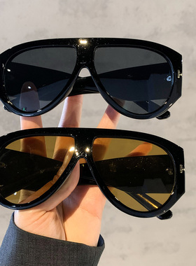 欧美风复古飞行员墨镜女2026新款大框显脸小防紫外线防晒太阳眼镜