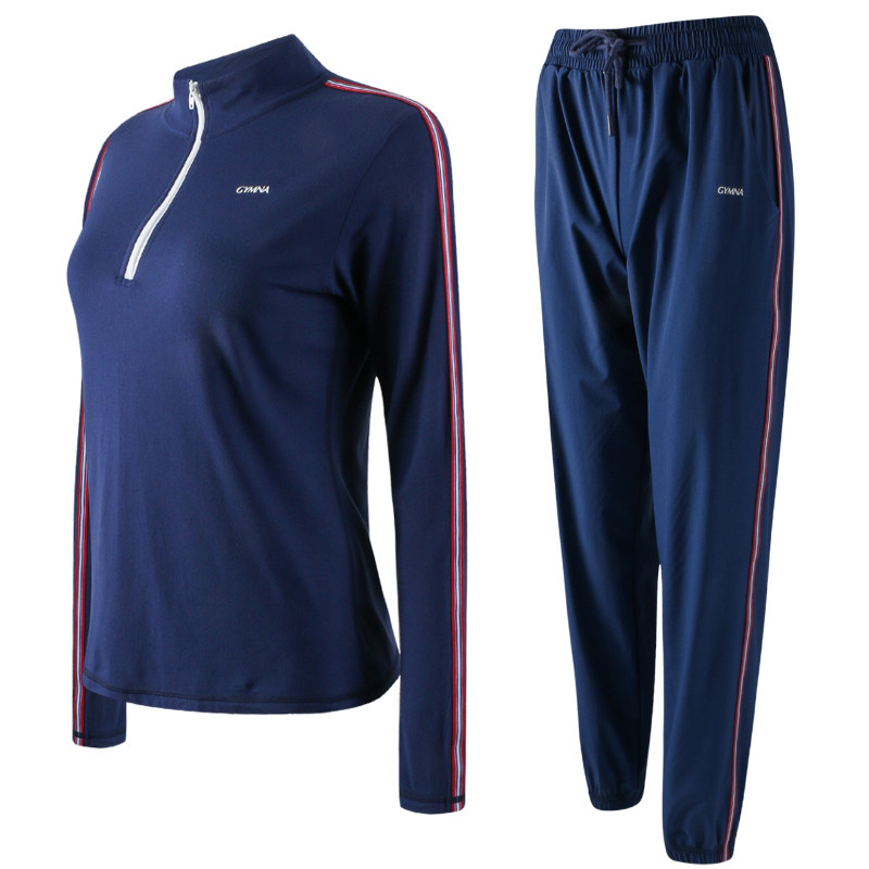 GYMNA春季健身休闲两件套跑步训练服新品运动套装女拉链卫衣长裤,淘宝优惠券,粉丝福利购,淘宝优惠卷