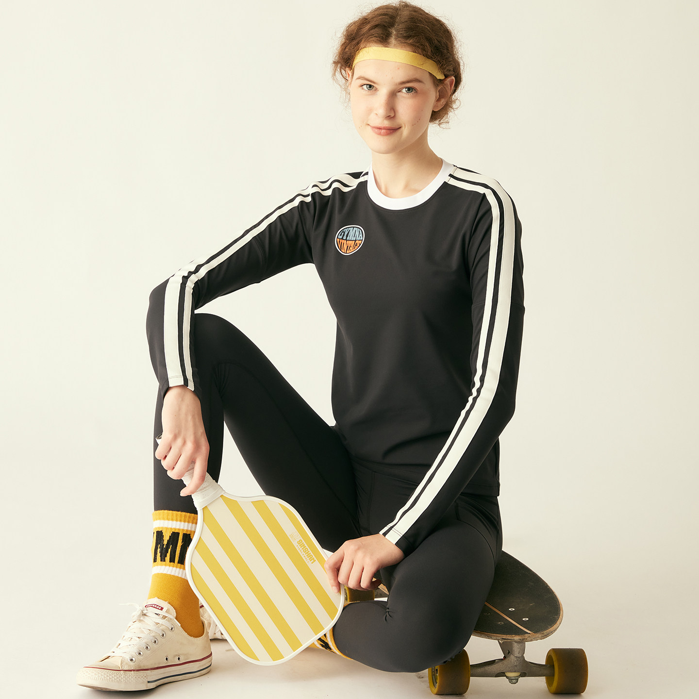 GYMNA美式复古运动健身衣女长袖T恤修身显瘦速干瑜伽跑步训练上衣,淘宝优惠券,粉丝福利购,淘宝优惠卷