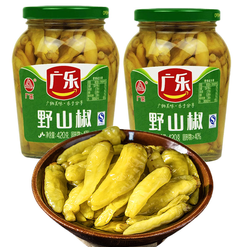 广乐小米辣泡椒野山椒水420g瓶自制四川泡菜凤爪炒菜佐料泡椒辣椒