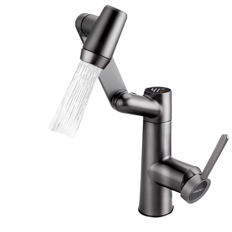 潜水艇万向机械臂面盆龙头洗手洗脸盆抽拉冷热水家用水龙头L2016H - 图0