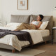 Italian minimalist leather bed modern top layer cowhide master bedroom bed 1.8x2m small apartment large bed double soft bag bed