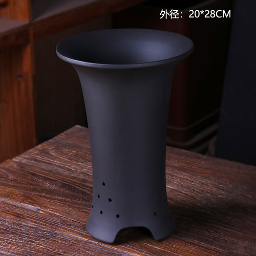 蔓木人紫砂宜兴紫砂花盆兰花盆古典素面桌面建兰春兰红黄黑紫四款 - 图0