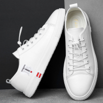 Male Shoes Summer Punch Genuine Leather Board Shoes Mens Single Shoes White 100 Hitch Casual Leather Shoes Men Tide Shoes Breathable Little White Shoes