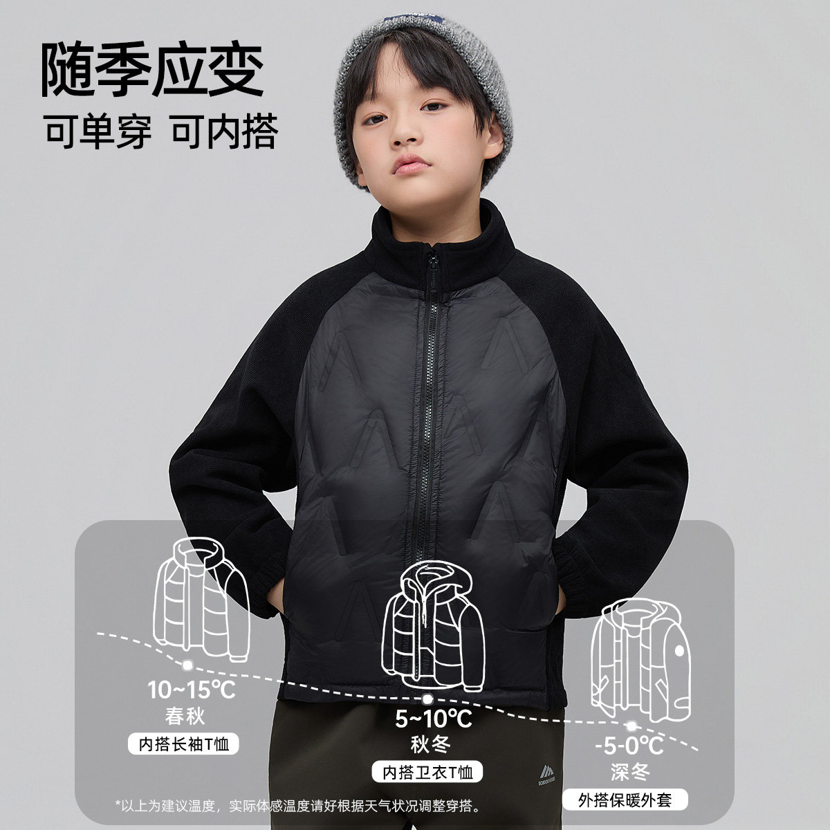 巴布豆男童羽绒外套保暖无帽羽绒拼接外套,淘宝优惠券,粉丝福利购,淘宝优惠卷