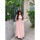 Dese's soft candy lazy style set two-piece pleated T-sleeved short-sleeved T-shirt top long style skirt with pockets