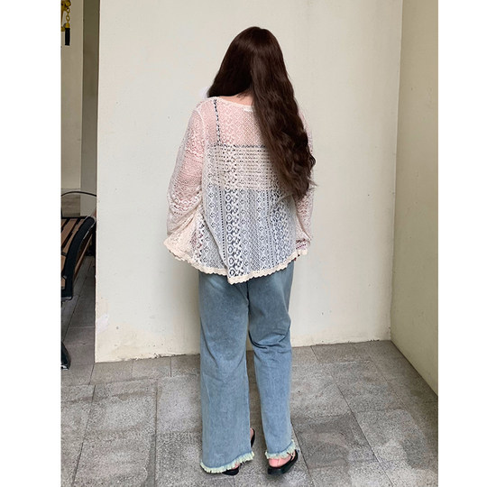 Vielseitige neue Sommer-Schalbluse aus Spitze