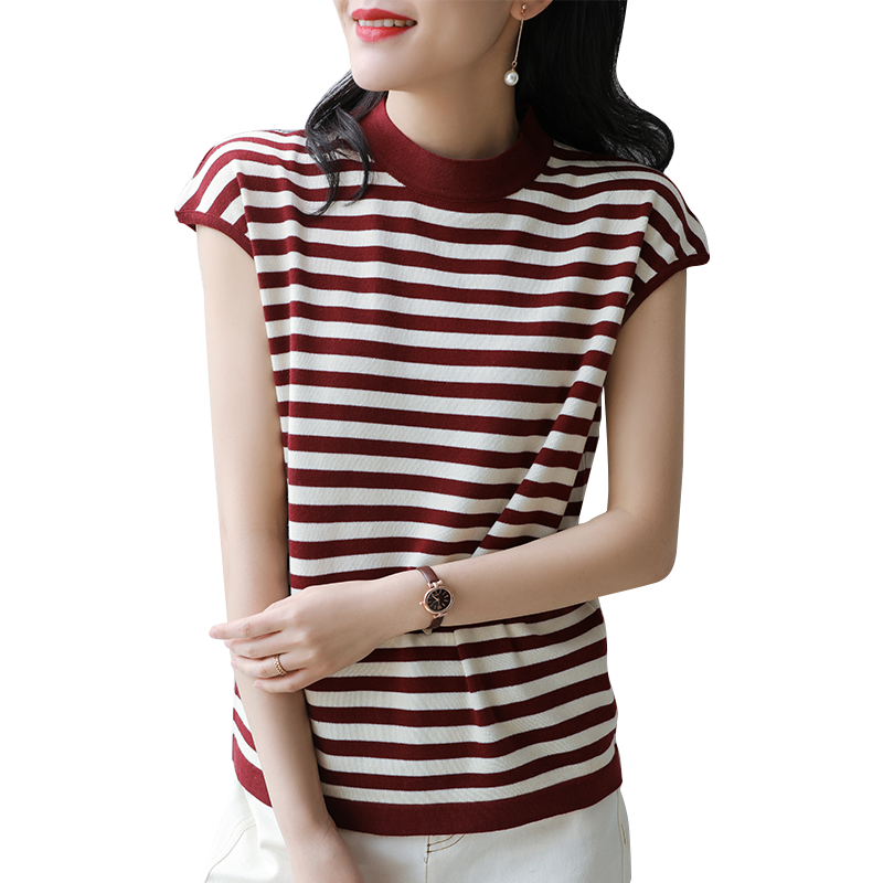 条纹纯棉20夏装韩版新款宽松t恤 幽慕T恤
