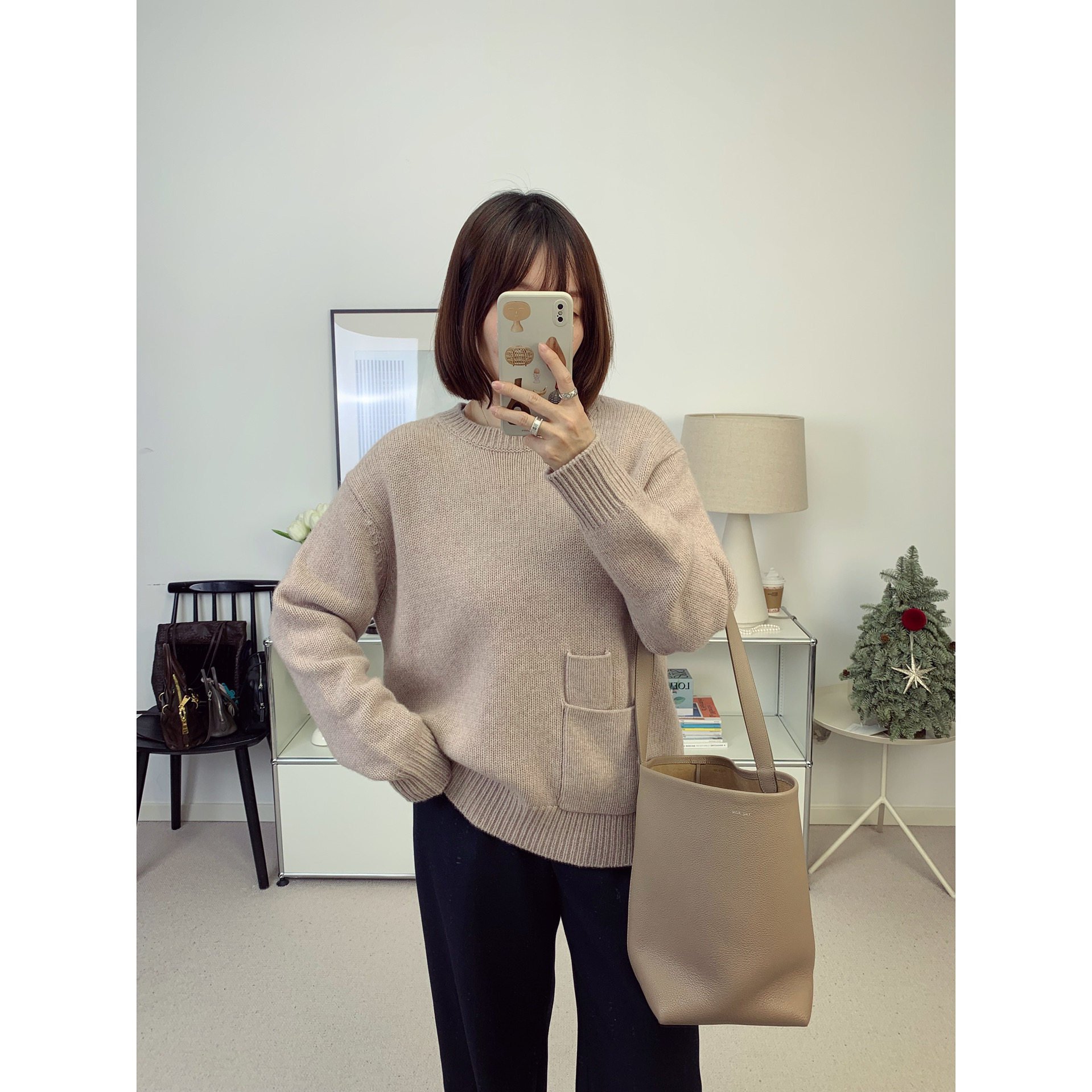 row静奢休闲小口袋拼贴羊绒羊毛宽松燕麦色毛衣 26春夏新款鸬鹚,淘宝优惠券,粉丝福利购,淘宝优惠卷