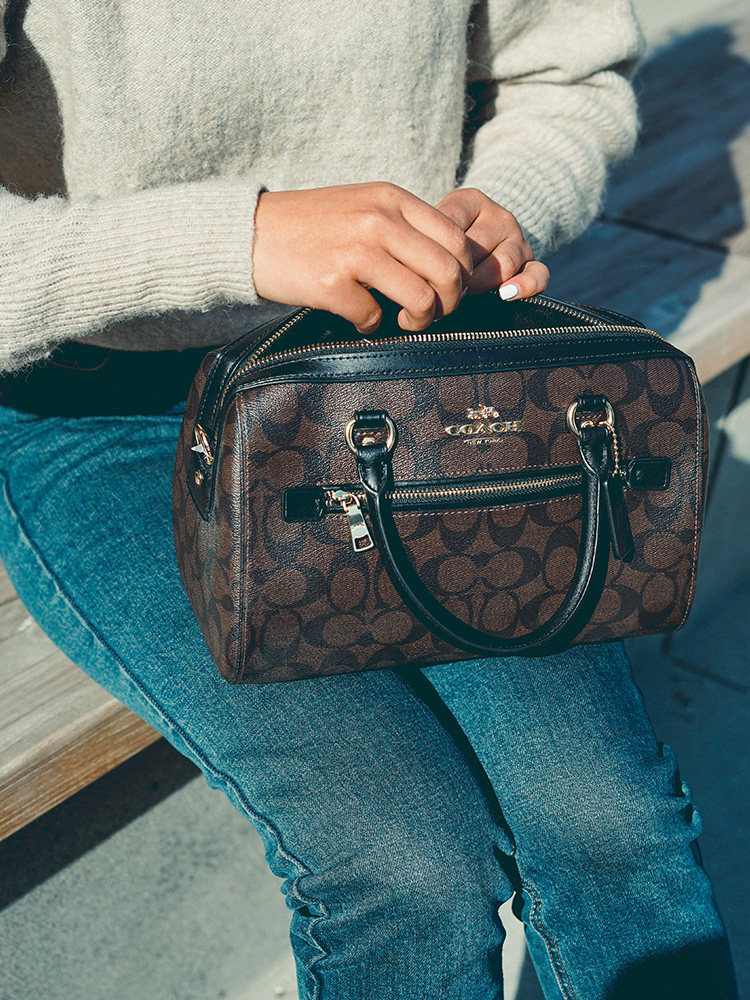 coach /蔻驰女印花牛皮新款手提包 Clim海外女士包袋