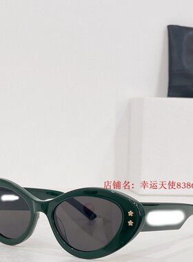 2024款欧美时尚女椭圆星星装饰太阳眼欧洲站小红书街拍宽腿猫墨镜