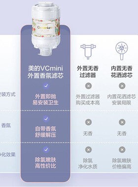 美的沐浴花洒淋浴过滤器喷头净水器VC美肤除氯家用洗澡滤芯自来水