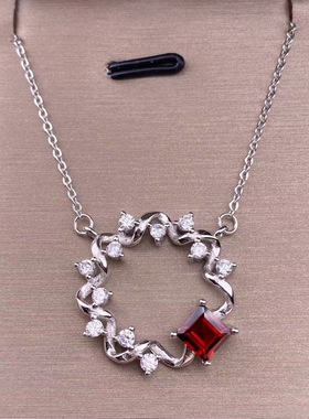 realtreasure橄榄石蓝托帕石黄水晶石榴石锁骨链s925银幸运草