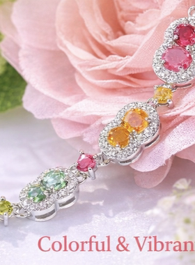 realtreasure天然碧玺葫芦设计款手链 S925银镶嵌 清新甜美优雅