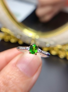 realtreasure天然透辉石戒指情人节宫廷风彩宝