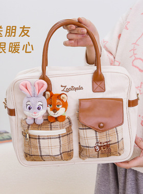 正版疯狂动物城萌幻派对斜挎包尼克朱迪手提单肩斜挎大容量卡通包