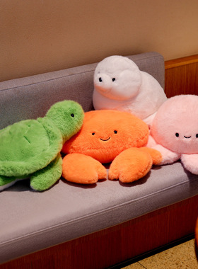 正版鼻涕熊海洋系列毛绒玩具公仔鲸鱼螃蟹鲨鱼乌龟掌中宝可爱玩偶