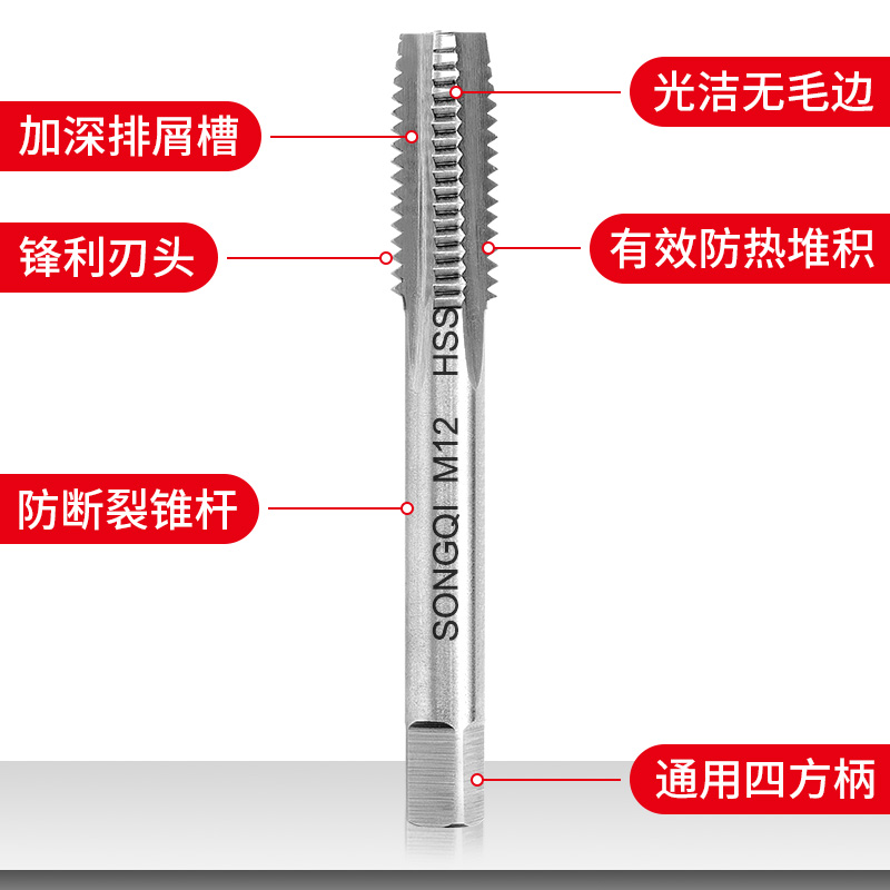 松崎反牙丝锥倒牙左旋左牙丝攻钻头m3m4m5m6m8m10m12m14m16m18m20-图1