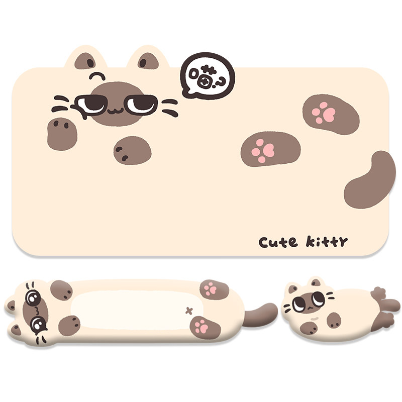 原创小猫电脑桌垫鼠标垫护腕键盘垫手托硅胶小手枕桌垫新款大垫子,淘宝优惠券,粉丝福利购,淘宝优惠卷