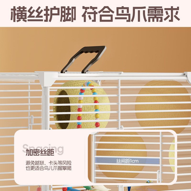 宠物鸟笼鹦鹉笼防飞溅横丝玄凤虎皮牡丹专用新型透明别墅两层大号,淘宝优惠券,粉丝福利购,淘宝优惠卷