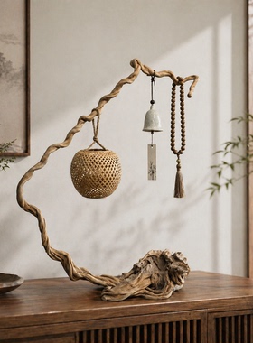 新中式原木根艺禅意茶室摆件