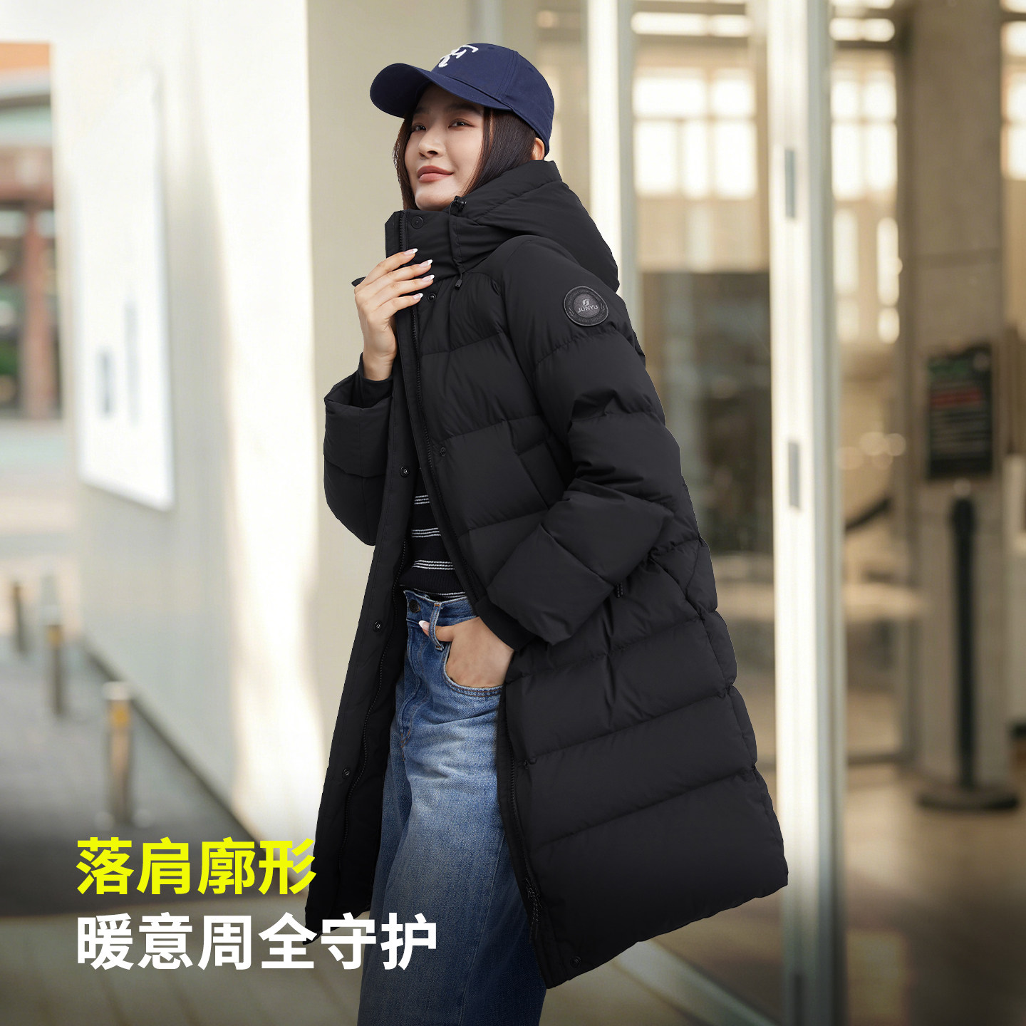 君羽800蓬反季白鹅绒羽绒服女中长冬季加厚保暖时尚连帽女鹅绒服
