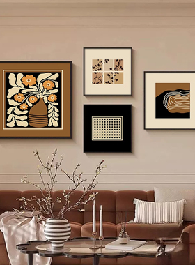 中古风法式客厅装饰画餐厅组合背景墙壁画高级感意式极简沙发挂画