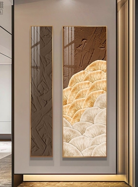 玄关装饰画竖版二联组合入户走廊过道挂画温馨治愈现代简约晶瓷画