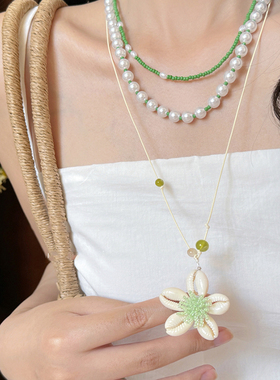 珍珠花朵高级感女款甜美叠戴气质