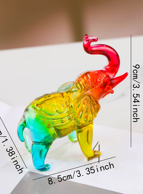 彩色客厅水晶大象摆件玻璃