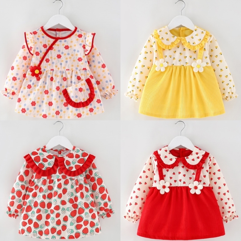 Coverall baby girl children's apron autumn and winter outer wear baby eating bib princess dress waterproof anti-dirty reverse dressing