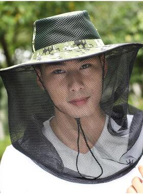 防蚊头罩网帽防蚊虫帽子养蜂人采蜜防蜂帽纱网遮阳帽工作护脸防尘