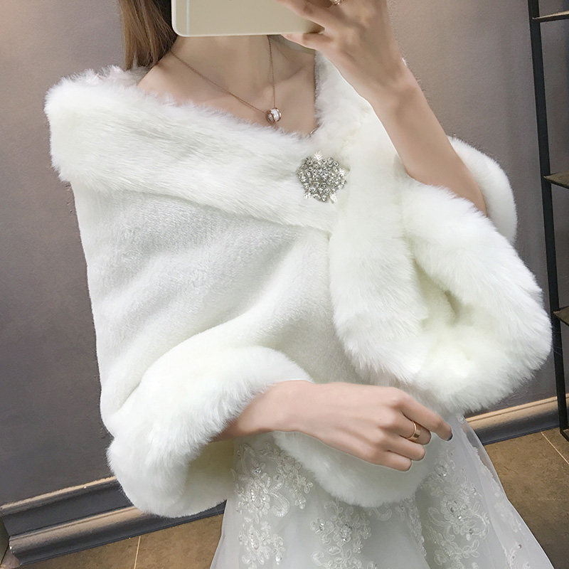 婚纱冬季斗篷新娘结婚旗袍毛披肩 雪凡黛围巾/丝巾/披肩