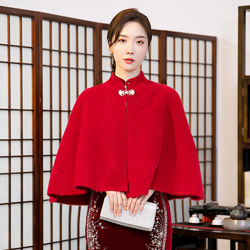 婚纱冬结婚水貂白色外搭新娘毛披肩 雪凡黛围巾/丝巾/披肩