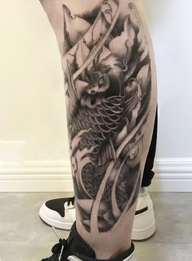 纹身贴草本半永久纹身贴花腿小腿ins风美式防水彩绘霸气手臂
