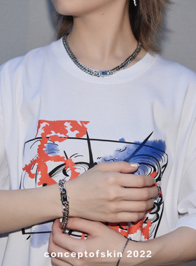 conceptofskin肌理概念 高街Jump配饰不锈钢项链古巴锁骨链choker