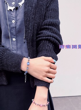 conceptofskin猫眼石手链原创设计蓝色粉色手串