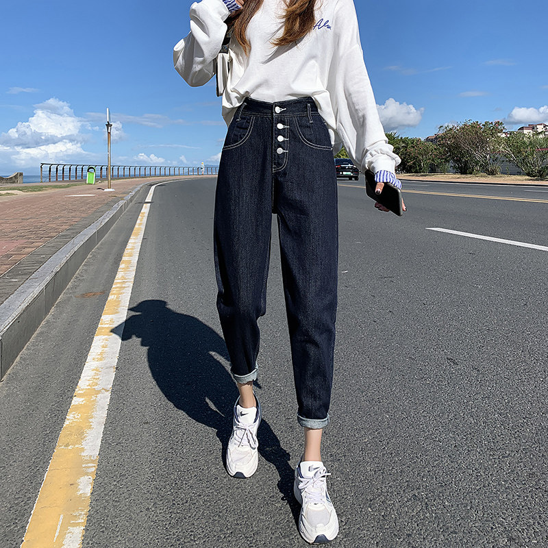 秋装2020年新款老爹秋季高腰牛仔裤 佩艳牛仔裤
