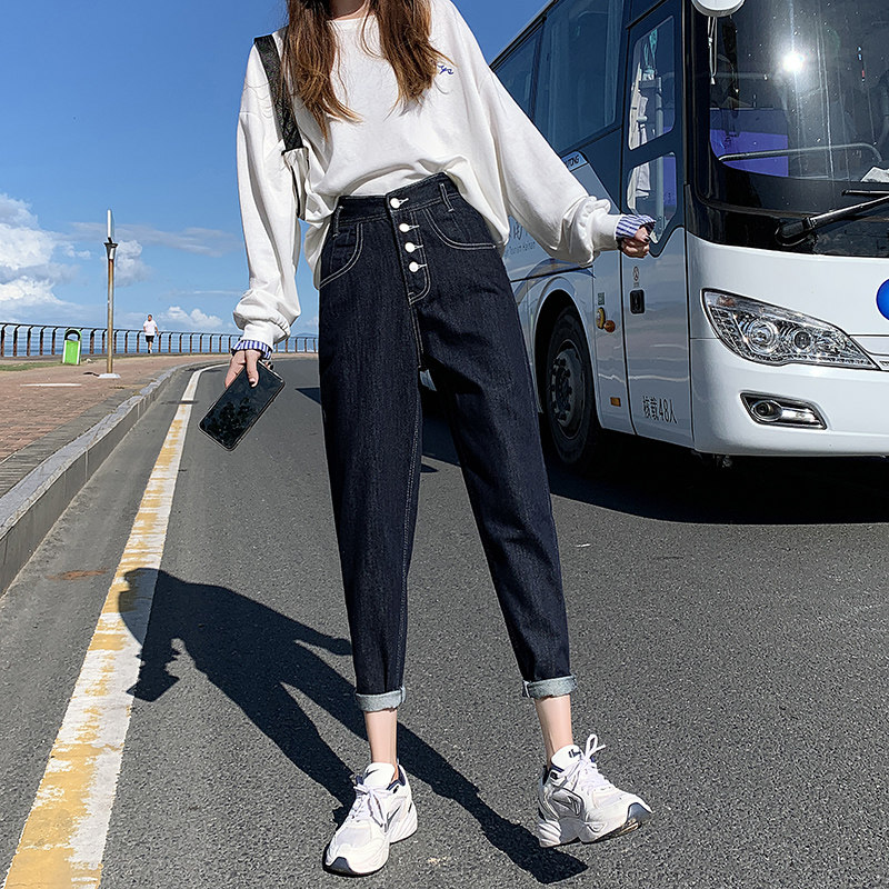 秋装2020年新款老爹秋季高腰牛仔裤 佩艳牛仔裤