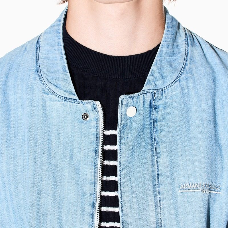 ARMANI EXCHANGE/阿玛尼冬季新款男立领短休闲牛仔外套飞行员夹克,淘宝优惠券,粉丝福利购,淘宝优惠卷