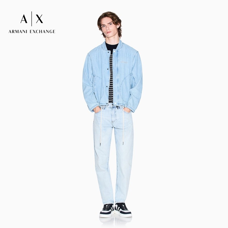 ARMANI EXCHANGE/阿玛尼冬季新款男立领短休闲牛仔外套飞行员夹克,淘宝优惠券,粉丝福利购,淘宝优惠卷