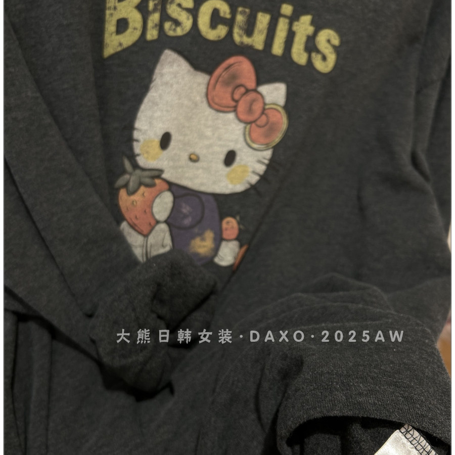 奥特莱斯~品牌外贸专柜捡漏秋冬新款磨毛圆领长袖T恤kt猫打底女t,淘宝优惠券,粉丝福利购,淘宝优惠卷