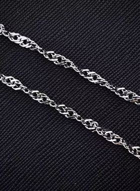 水波项链男女款轻奢钛钢金银色素链链条简约链子搭配吊坠生日礼物