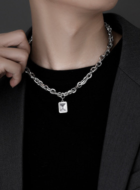 Wliu冰糖双层叠戴项链男女款轻奢钛钢毛衣链锁骨链潮流时尚款吊坠