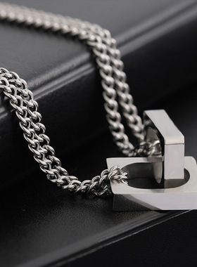 【檀健次同款】方扣项链男女钛钢吊坠男士潮流锁骨链女款生日礼物