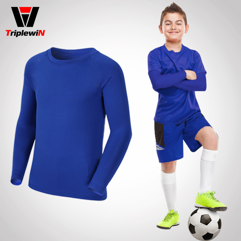 儿童打底防晒紧身上衣训练服 足球篮球骑行运动弹力紧身速干薄款 - 图2