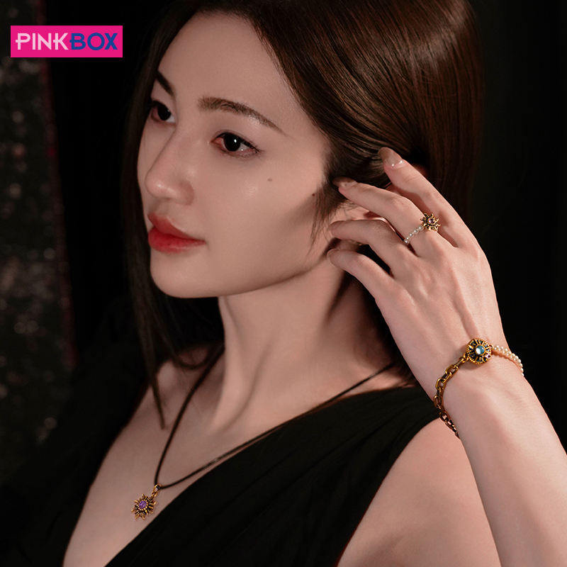 PINKBOX/娉饰珠宝黑金手链托帕石半链珍珠黄金海神波塞冬手饰