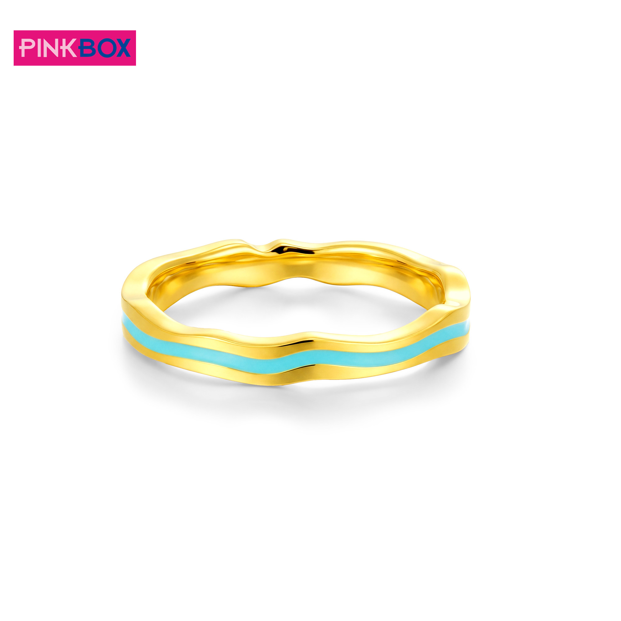 Ping jewelry gold and blue contrast color finger pure gold gold ring with fresh enamel new product