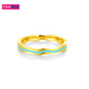 Ping jewelry gold and blue contrast color finger pure gold gold ring with fresh enamel new product